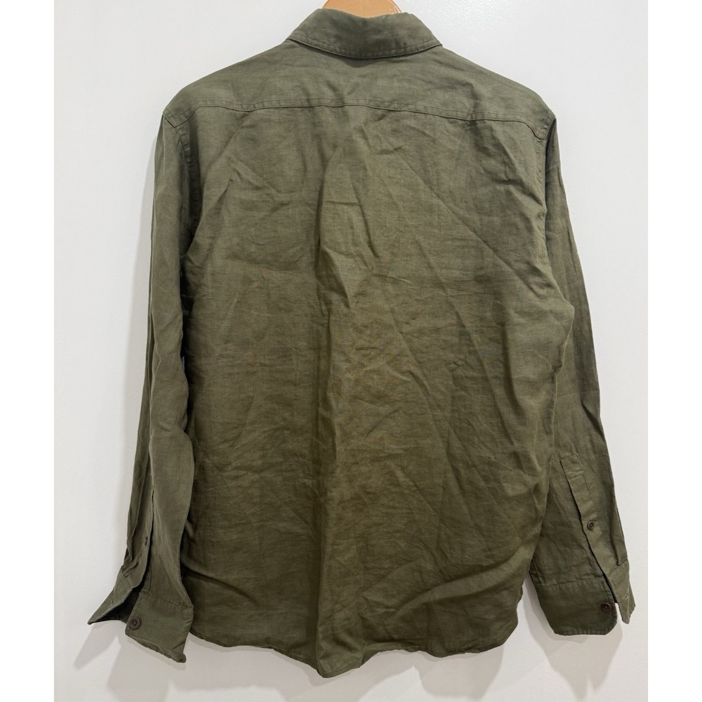 NWT Quince Utility Shirt Mens L Olive European Linen Long Sleeve Button Up - Picture 3 of 5